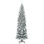 WONDERWALL ‘Noël DuBois’ 7.5 ft Unlit Snow-Flocked Pencil Christmas Tree