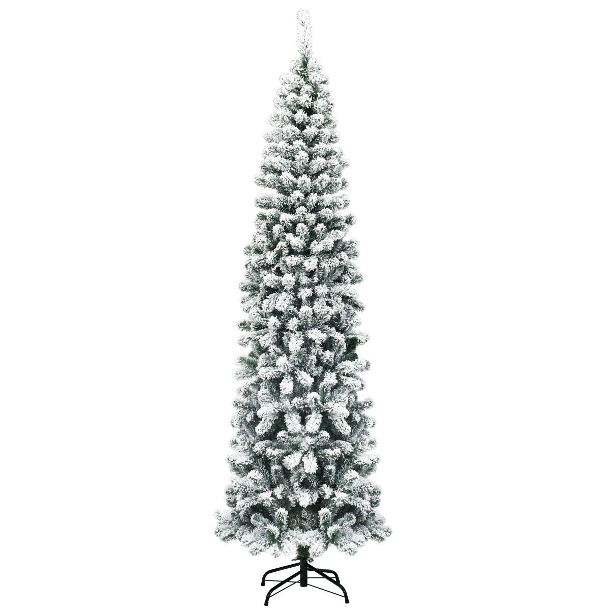 WONDERWALL ‘Noël DuBois’ 7.5 ft Unlit Snow-Flocked Pencil Christmas Tree