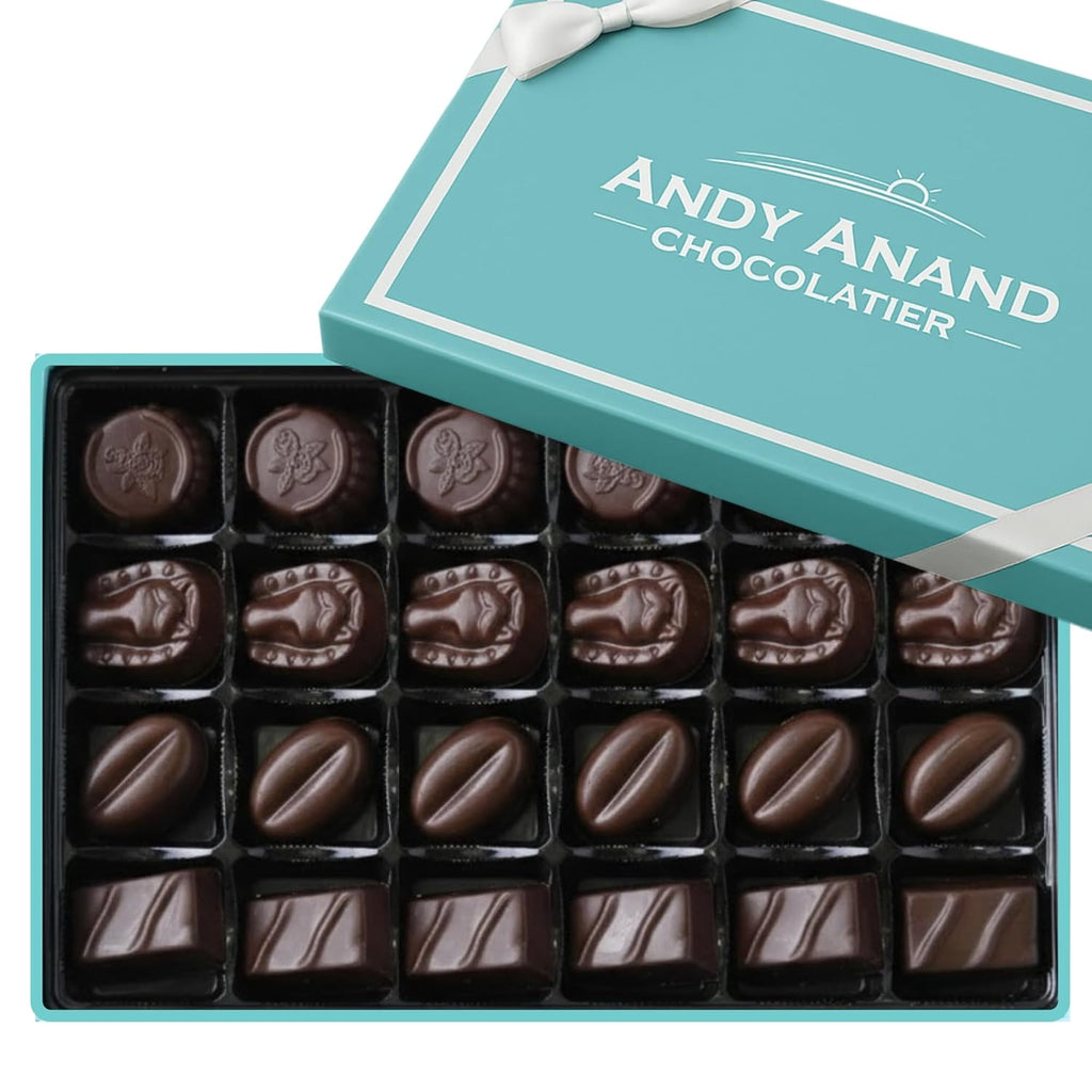 Andy Anand Sugar - Free Vegan Belgian Dark Chocolate Truffles Gift Box, 25 pc – Handmade Gourmet Assorted Flavors, Perfect for Indulgence, Birthday & Holiday