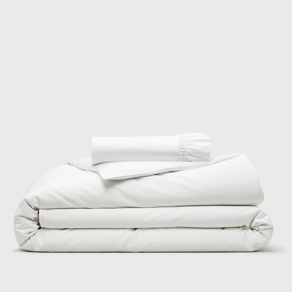 Organic Cotton White Duvet Cover & Fitted Sheet Set