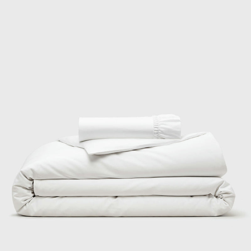 Organic Cotton White Duvet Cover & Fitted Sheet Set
