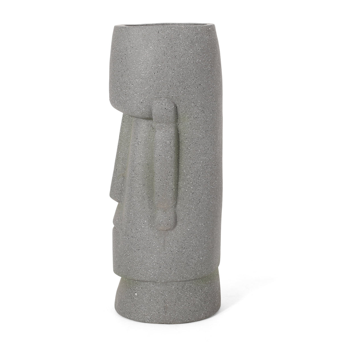 WONDERWALL 'Une Collection' Stone Gray Flower Planter with Textured Cast Stone Finish - Tall