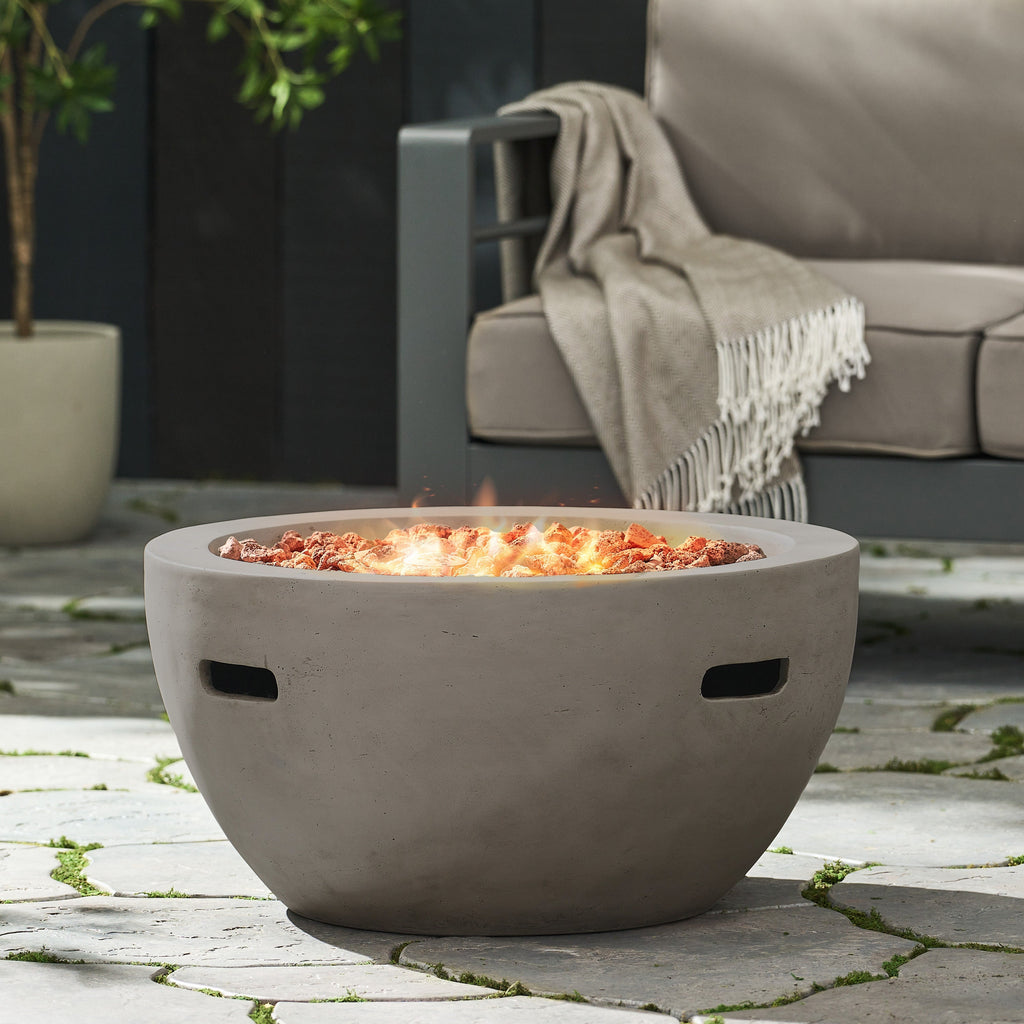 WONDERWALL 'Une Collection' 27" Bowl Propane Fire Pit with 40,000 BTU Output - Light Gray