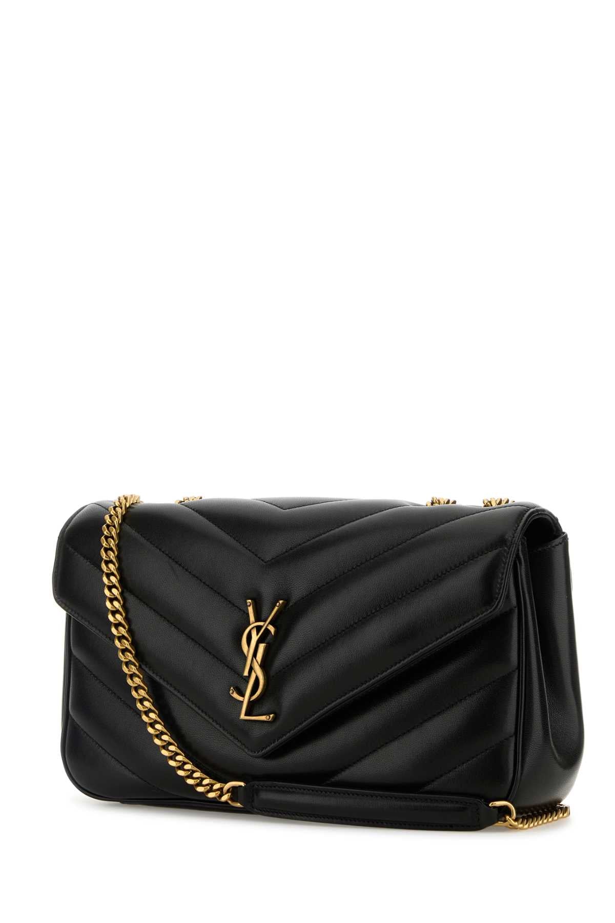 Women Black Leather Medium Loulou Shoulder Bag