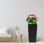 WONDERWALL 'Une Collection' Square Planters with Automatic Watering System - Faux Rattan, Pack of 2