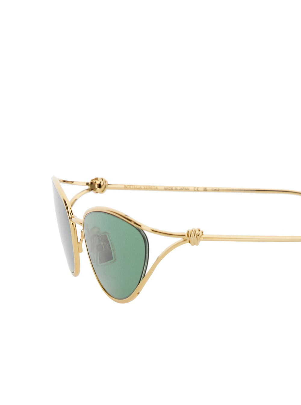 Bottega Veneta Women Green Sunglasses With Cat - Eye Design And Knot Detail On The Temples In Metal Woman