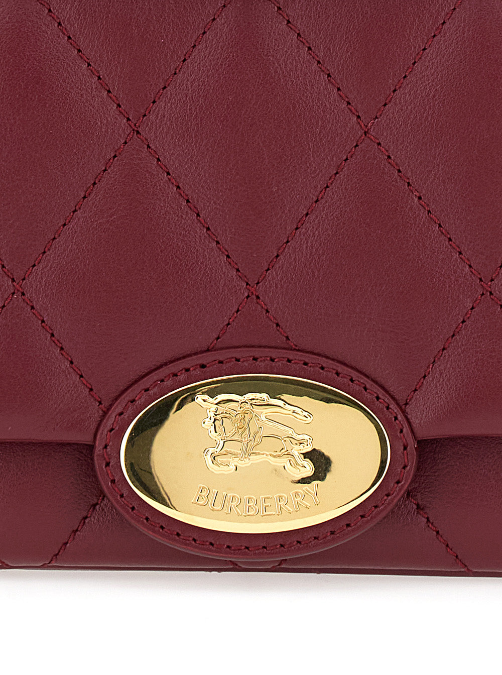 Women Bordeaux Quilted Crossbody Bag With Ekd Plaque On The Front And Chain - Link Shoulder Strap In Leather Woman