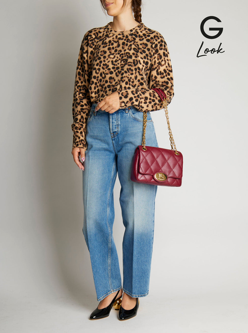 Women Bordeaux Quilted Crossbody Bag With Ekd Plaque On The Front And Chain - Link Shoulder Strap In Leather Woman
