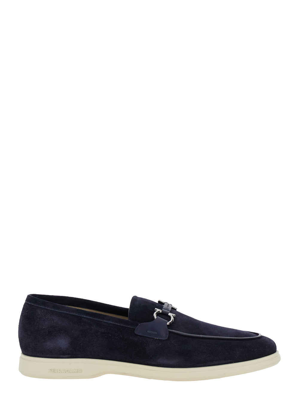 Men 'Cosimo' Blue Loafers With Metallic Hooks On The Front In Suede Man