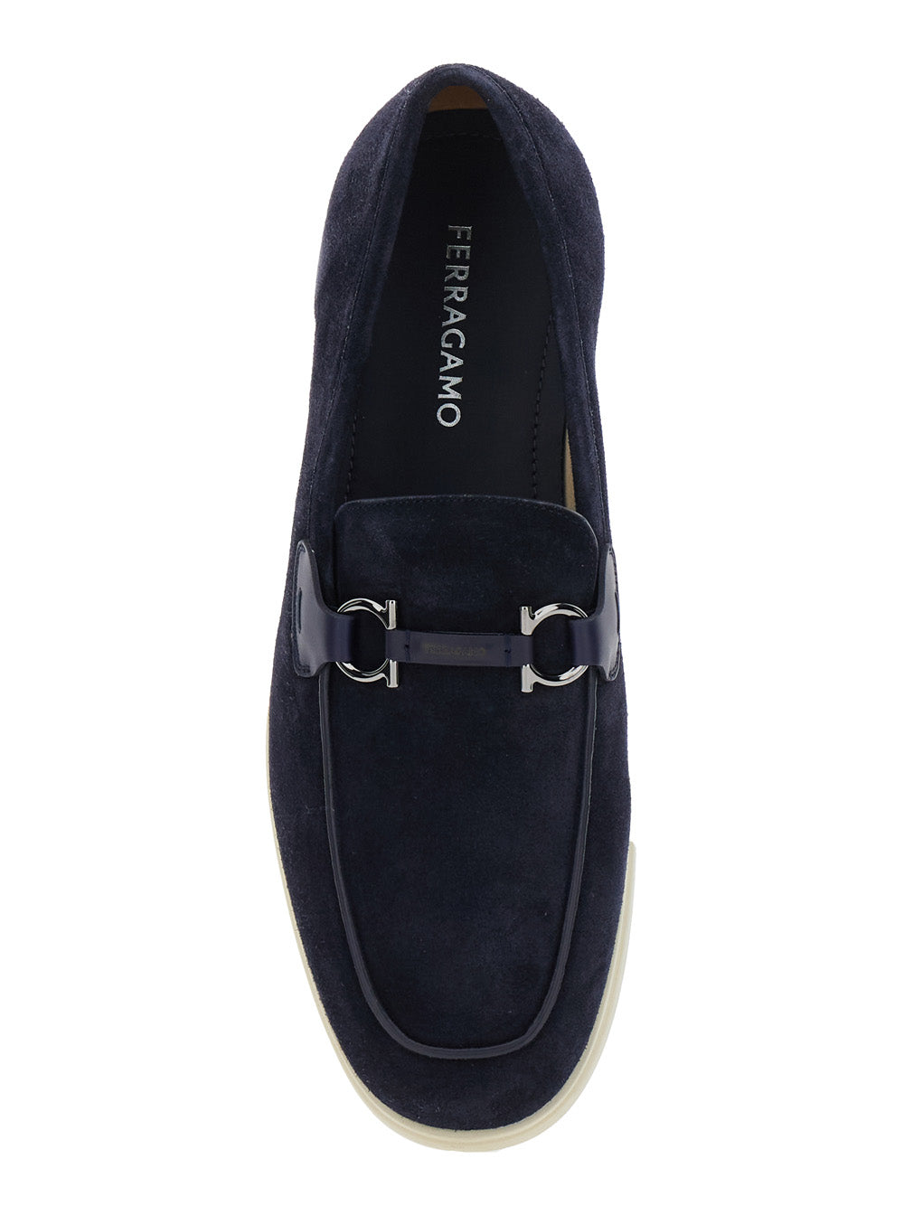 Men 'Cosimo' Blue Loafers With Metallic Hooks On The Front In Suede Man