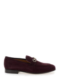 Women Bordeaux Loafers With Gancini Plaque On The Front And Low Heel In Suede Woman