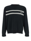 Men Black Sweater With Logo Lettering On The Front In Wool Man