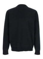 Men Black Sweater With Logo Lettering On The Front In Wool Man