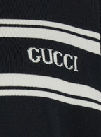 Men Black Sweater With Logo Lettering On The Front In Wool Man