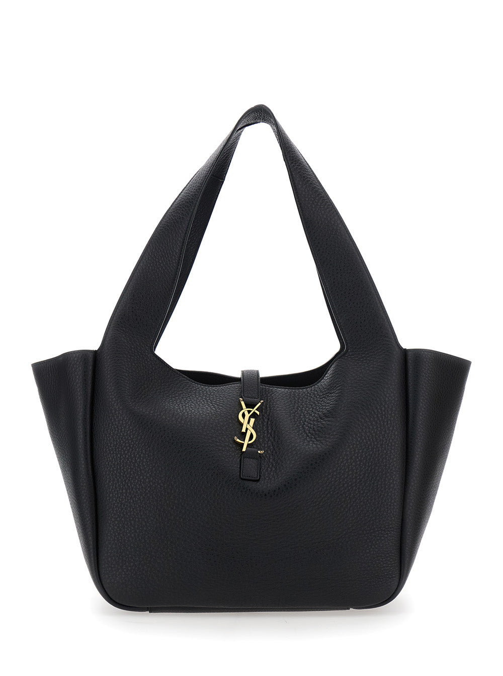 Women Tote Bag With Two Top Handles And Hook Closure Cassandre In Grained Black Leather For Women