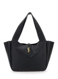 Women Tote Bag With Two Top Handles And Hook Closure Cassandre In Grained Black Leather For Women