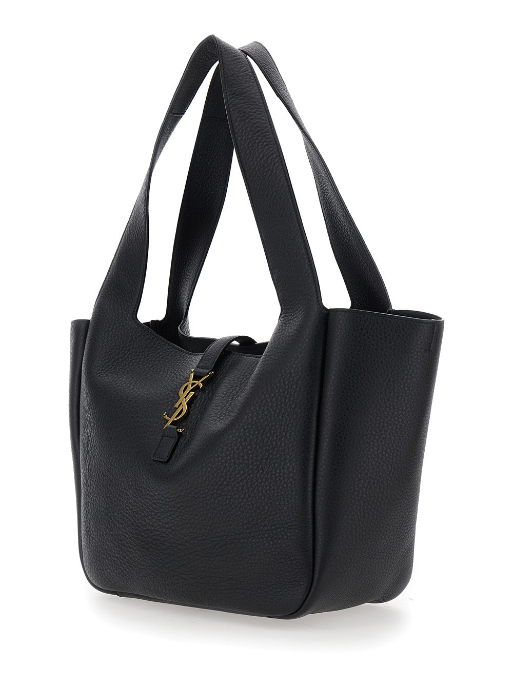 Women Tote Bag With Two Top Handles And Hook Closure Cassandre In Grained Black Leather For Women