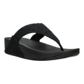 FitFlop Lulu FZ3-231 Women Toe-Post Sandals Black Geo-Webbing Slip-On Slippers