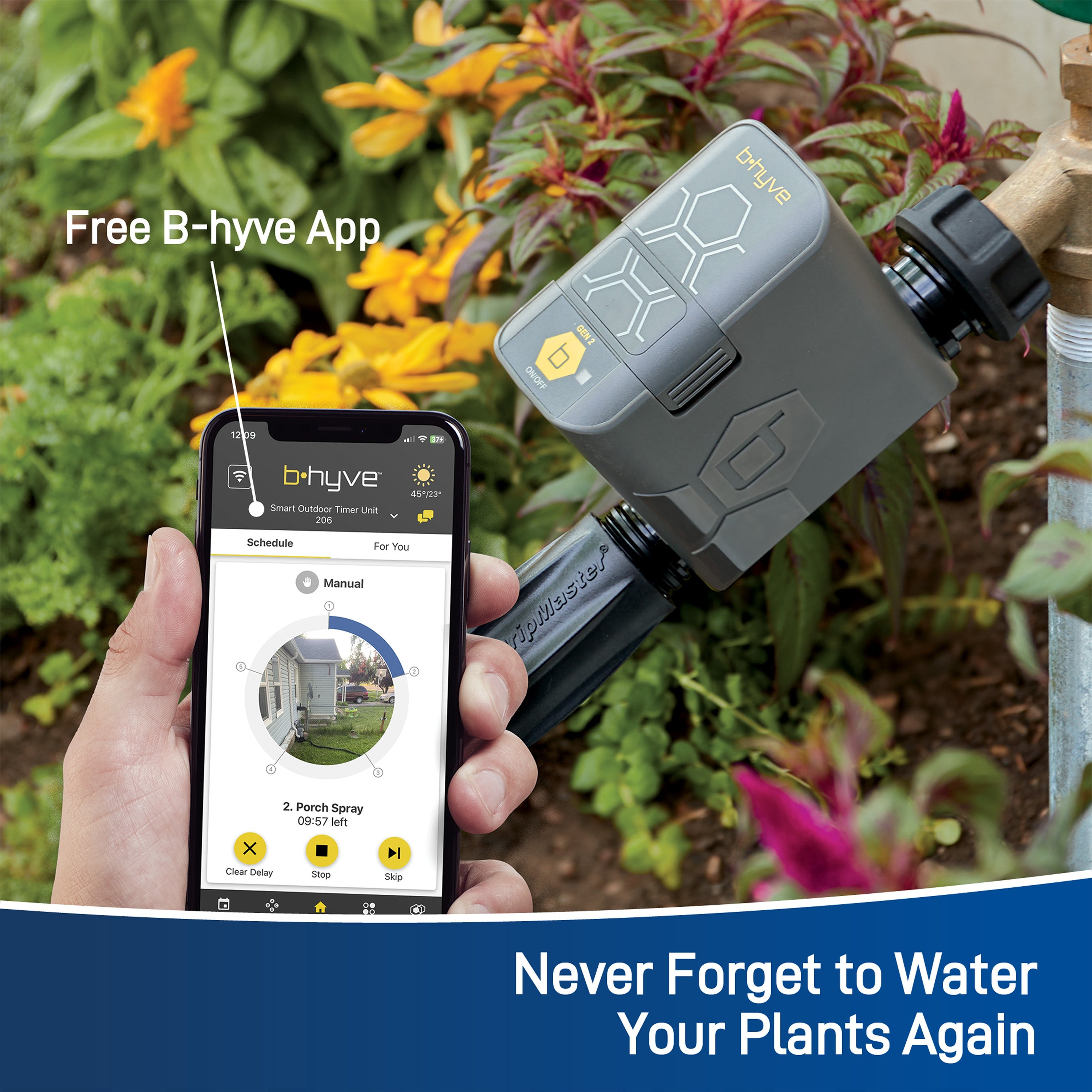 B - hyve Bluetooth 1 - Outlet Hose Faucet Timer | Retail Packaging | 21205