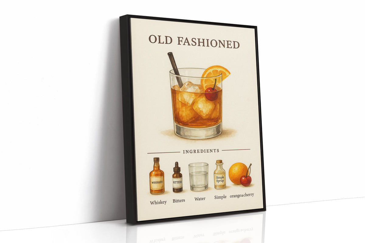 WONDERWALL 'L’Atelier Fun Collection' Old Fashioned Cocktail Recipe Art Print