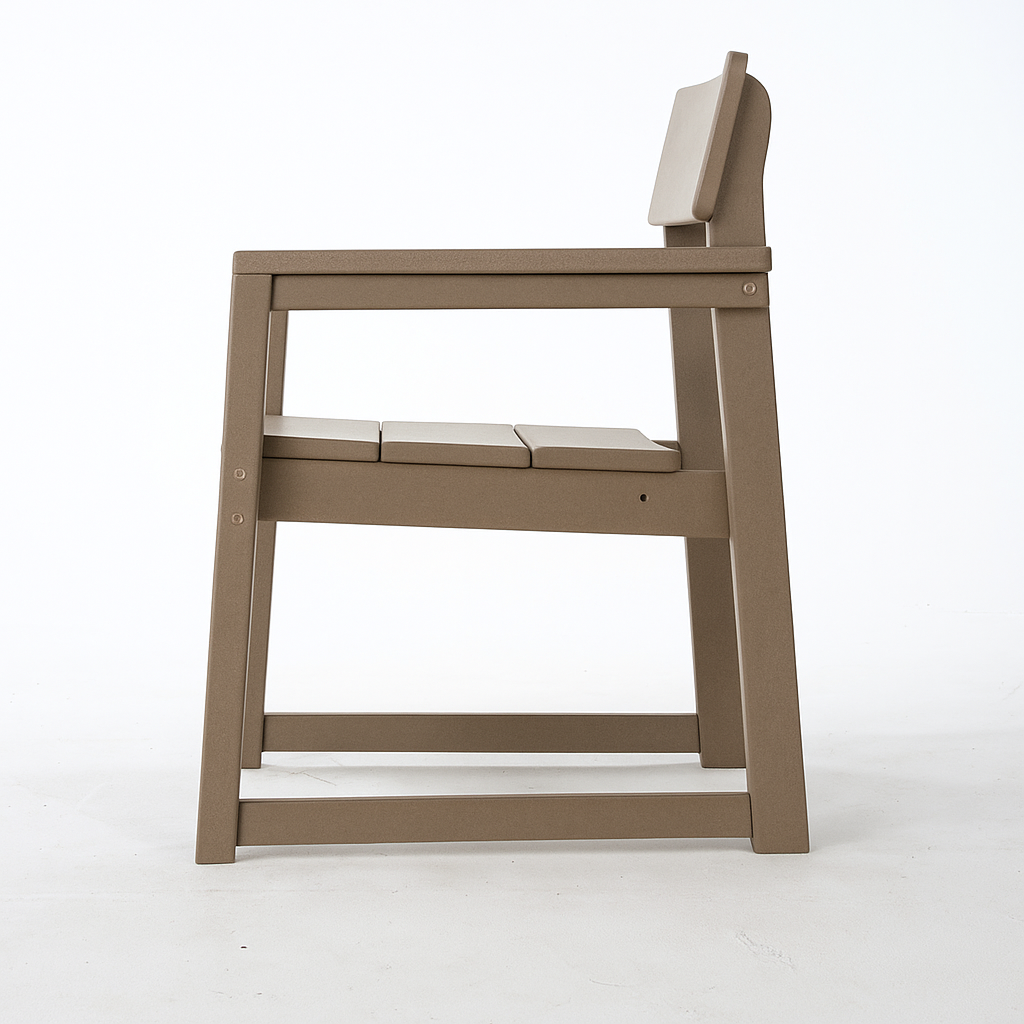 WONDERWALL 'Une Collection' Antique Wood Color Outdoor Armchair with HDPE Construction - Wood