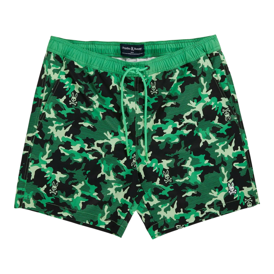 Psycho Bunny Rye All Over Print Men Swim Trunks Black