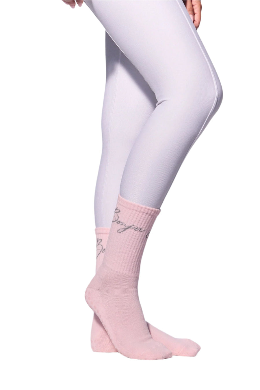 COCO Bonjour Grip Socks | Pink & Grey