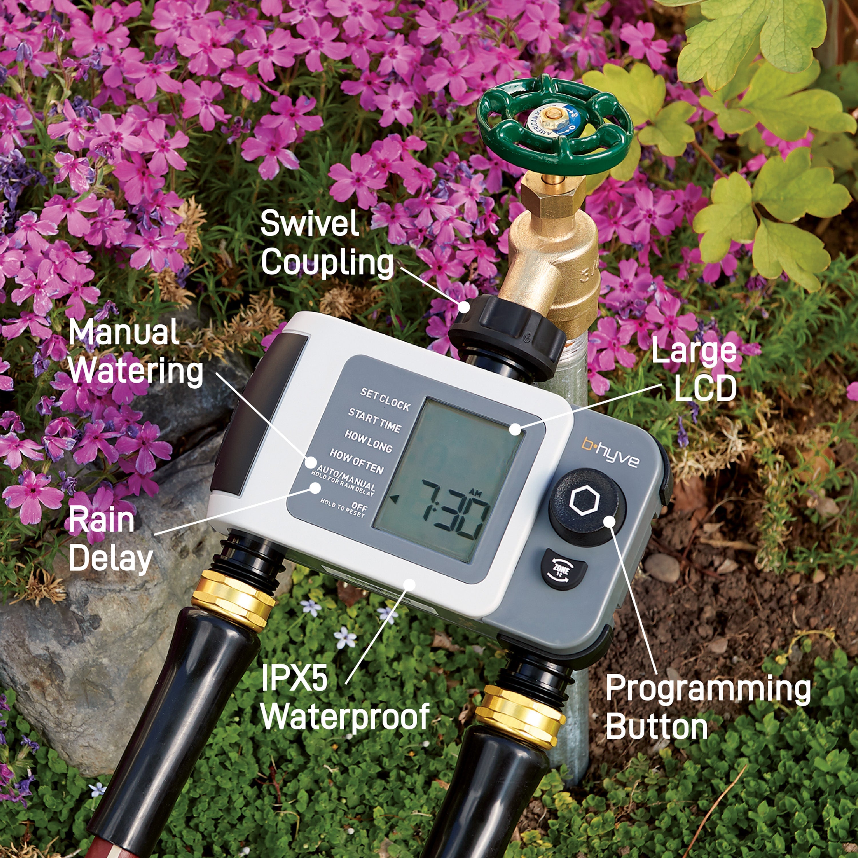B - hyve XD Bluetooth 2 - Outlet Hose Faucet Timer | 24632