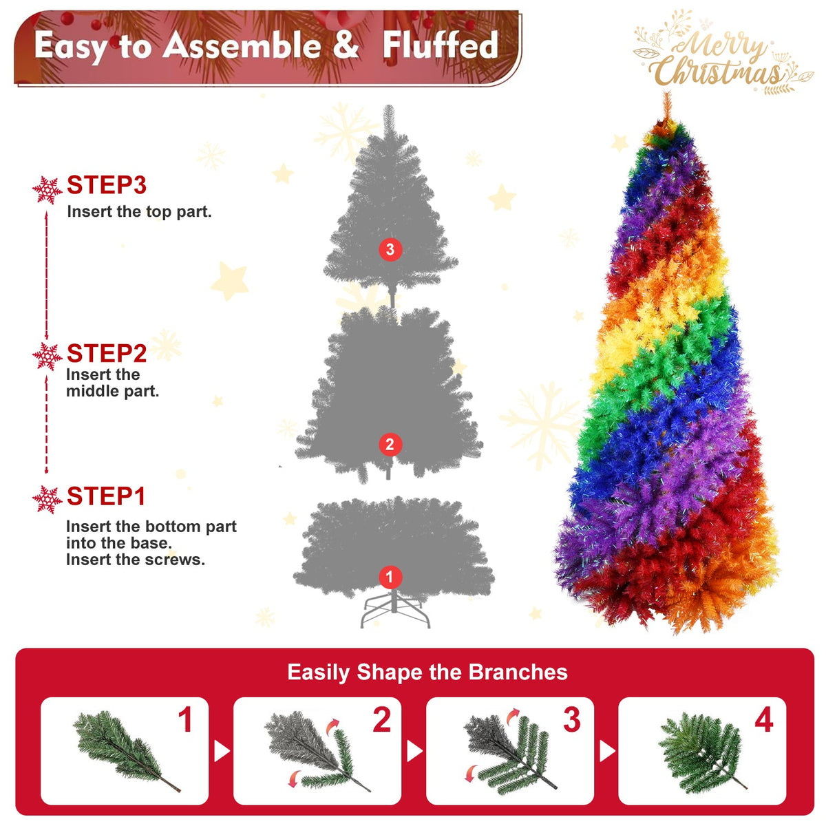 WONDERWALL ‘Noël DuBois’ 7.5 ft Artificial Christmas Tree – Rainbow