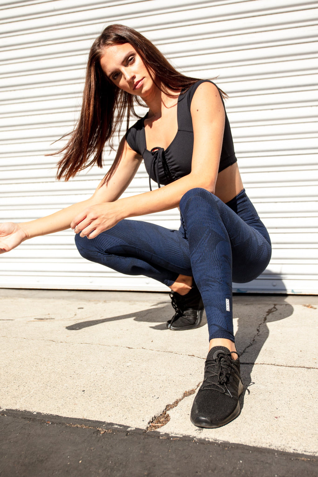 Aria Legging - Navy with Black Swirl