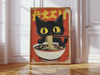 WONDERWALL 'L’Atelier Fun Collection' Retro Ramen Cat Poster – Japanese-Inspired Noodle Lover Wall Art