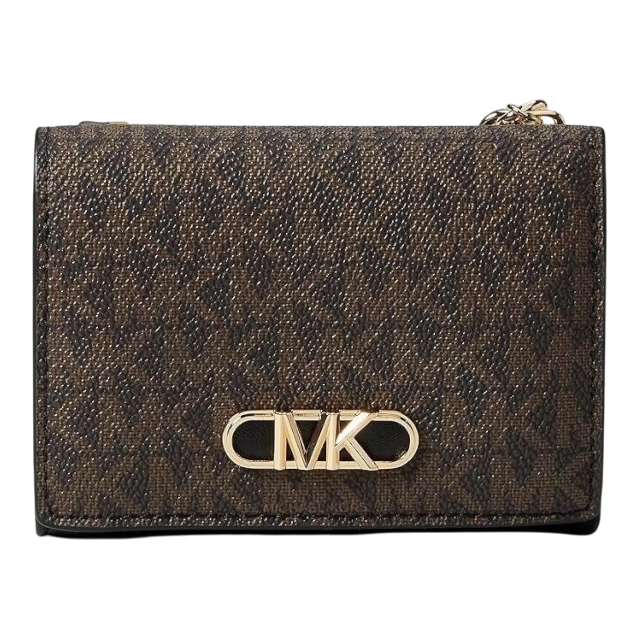 Michael Kors Parker Women Medium Tri-Fold Wallet Brown Logo Print