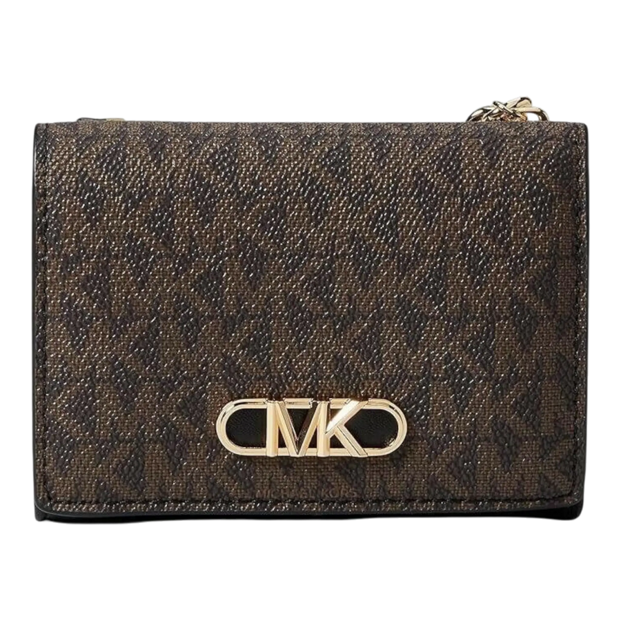 Michael Kors Parker Women Medium Tri-Fold Wallet Brown Logo Print