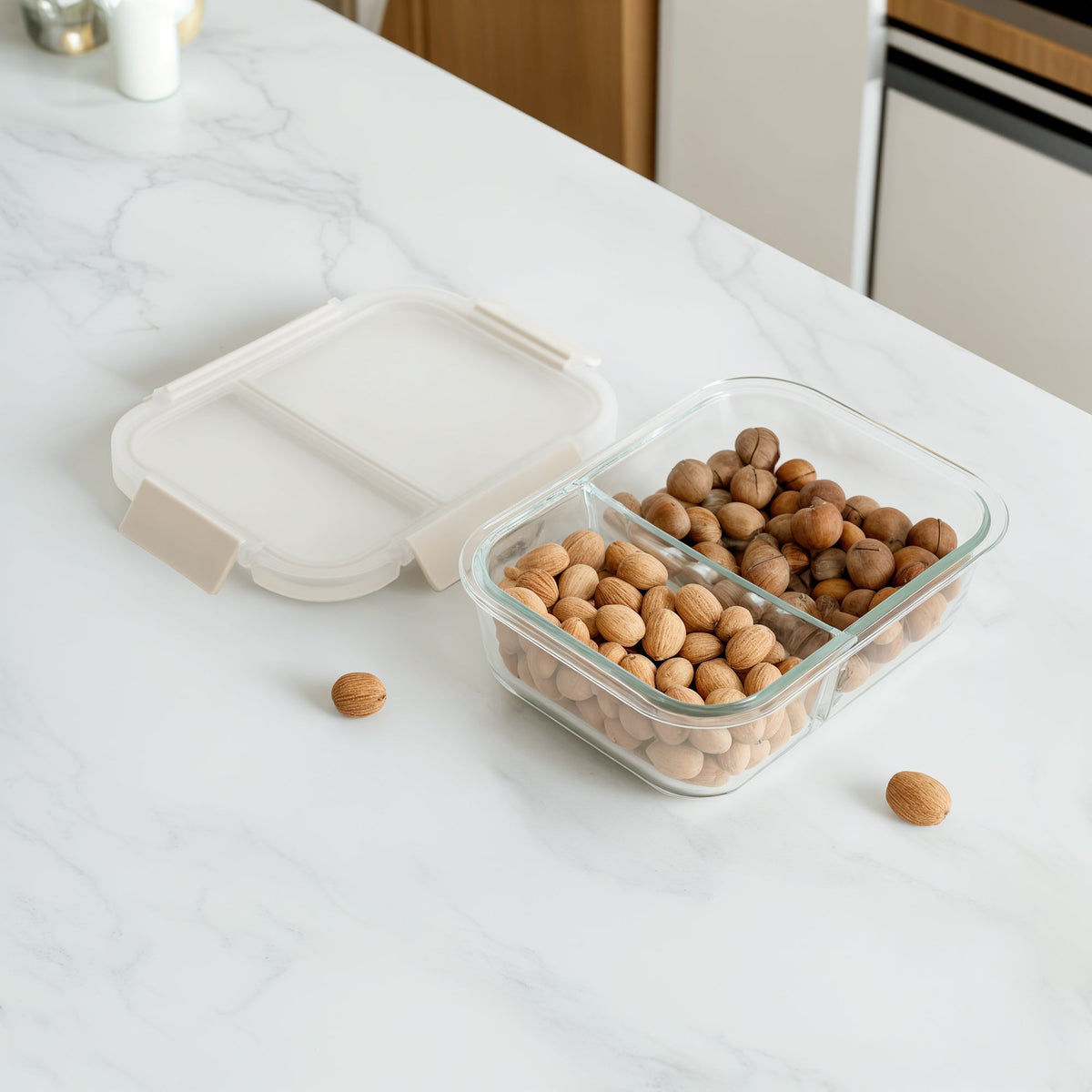 Genicook Two-Compartment Glass Bento Box