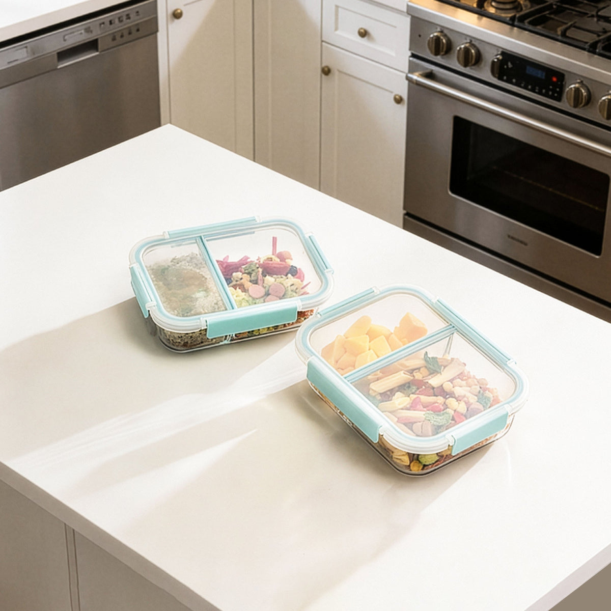 Genicook Two-Compartment Glass Bento Box