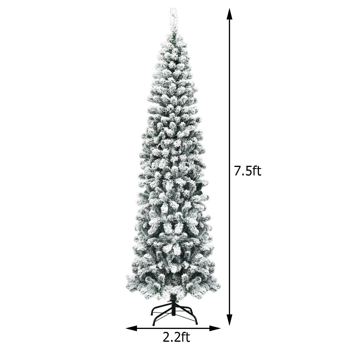 WONDERWALL ‘Noël DuBois’ 7.5 ft Unlit Snow-Flocked Pencil Christmas Tree