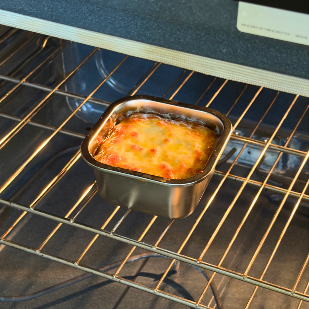 Genicook Square Stainless Steel Food Container with Glass Lid