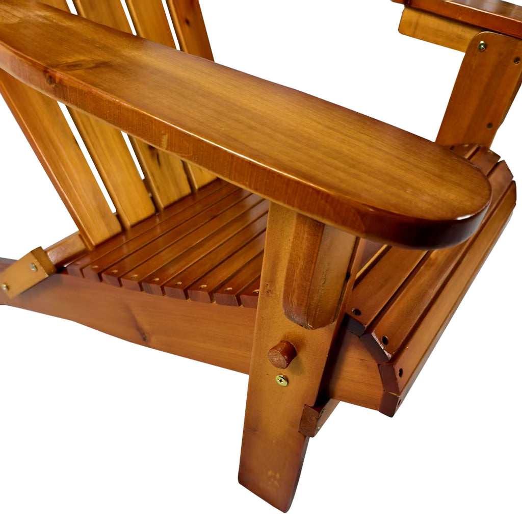 WONDERWALL 'Une Collection' Foldable Solid Wood Adirondack Chair with Classic Design - Oak Finish