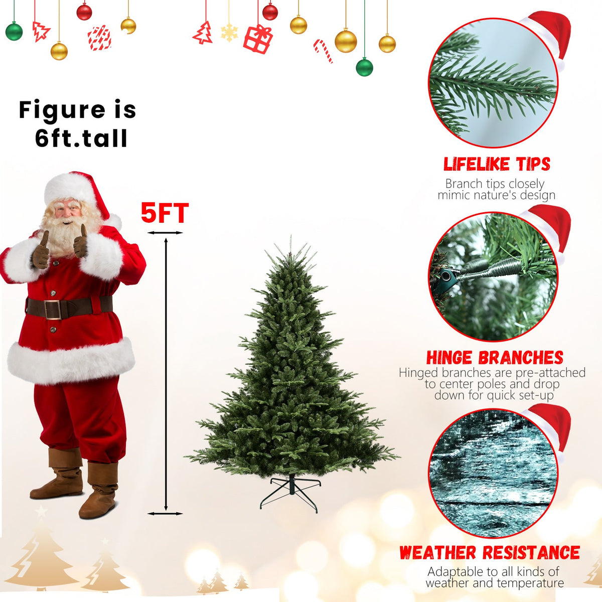 WONDERWALL ‘Noël DuBois’ 5 ft Artificial Christmas Tree – Green