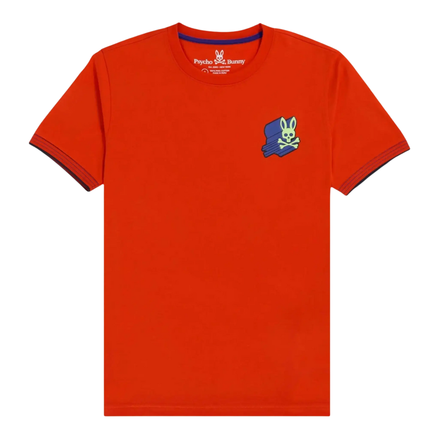 Psycho Bunny Asher Chest Logo Men T‑Shirt Red Spice