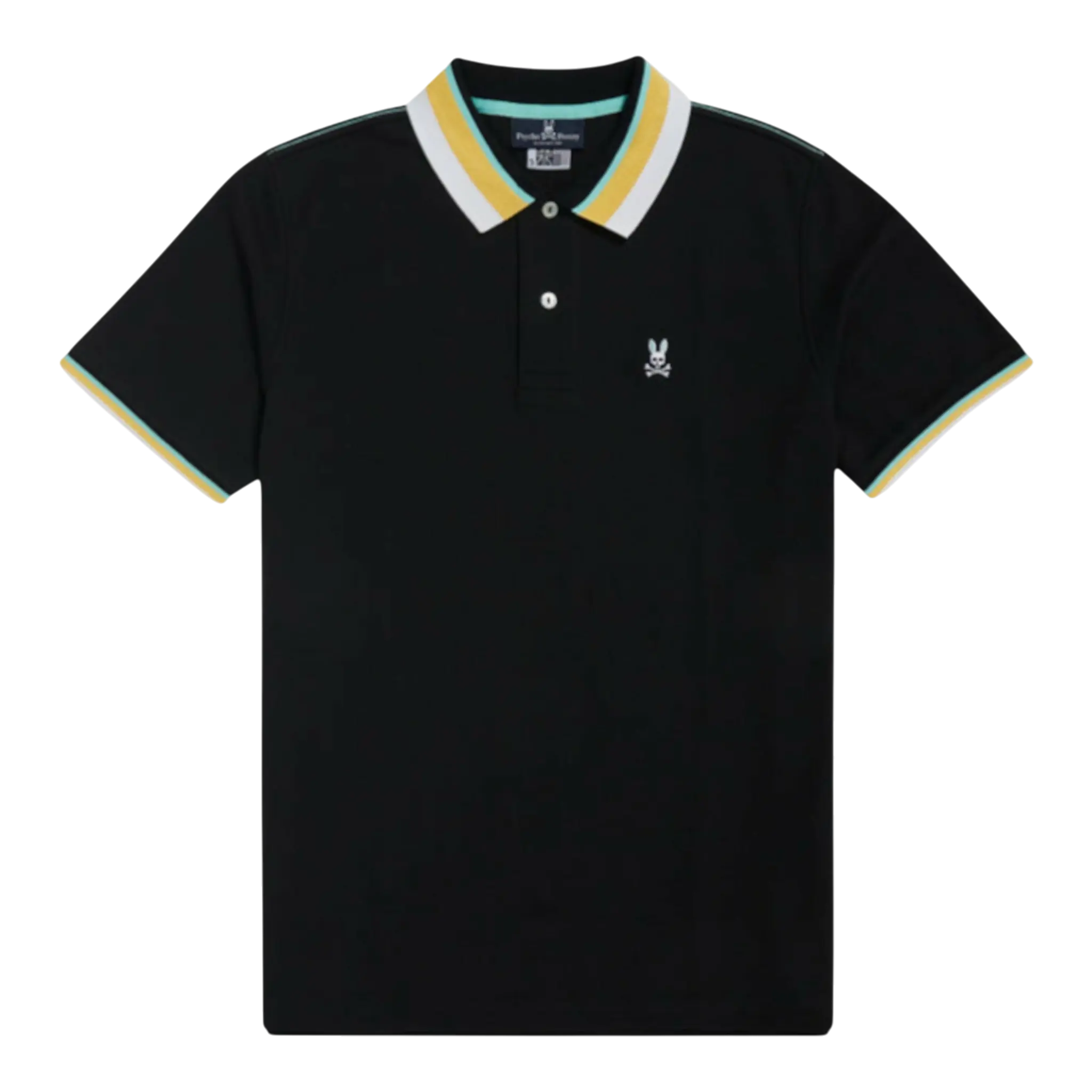 Psycho Bunny Oliver Neon Tipped Polo Men Big and Tall Shirt Black