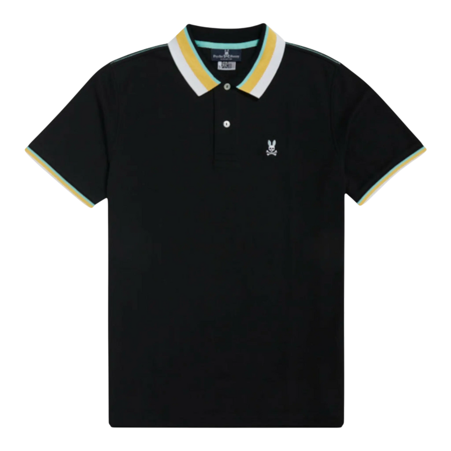 Psycho Bunny Oliver Neon Tipped Polo Men Big and Tall Shirt Black