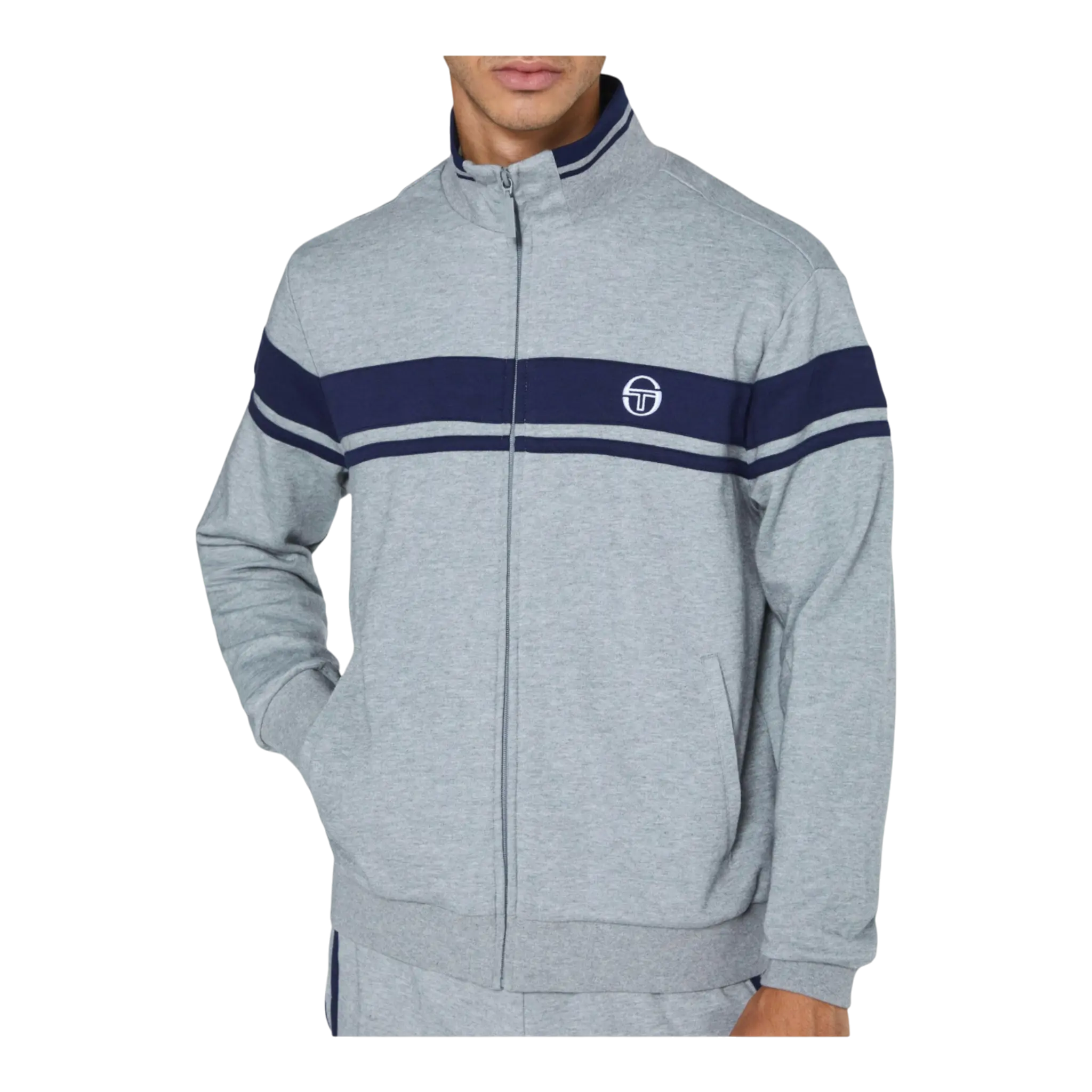 Sergio Tacchini Damarindo Mixed Media Archivio Men Track Jacket Quite Grey