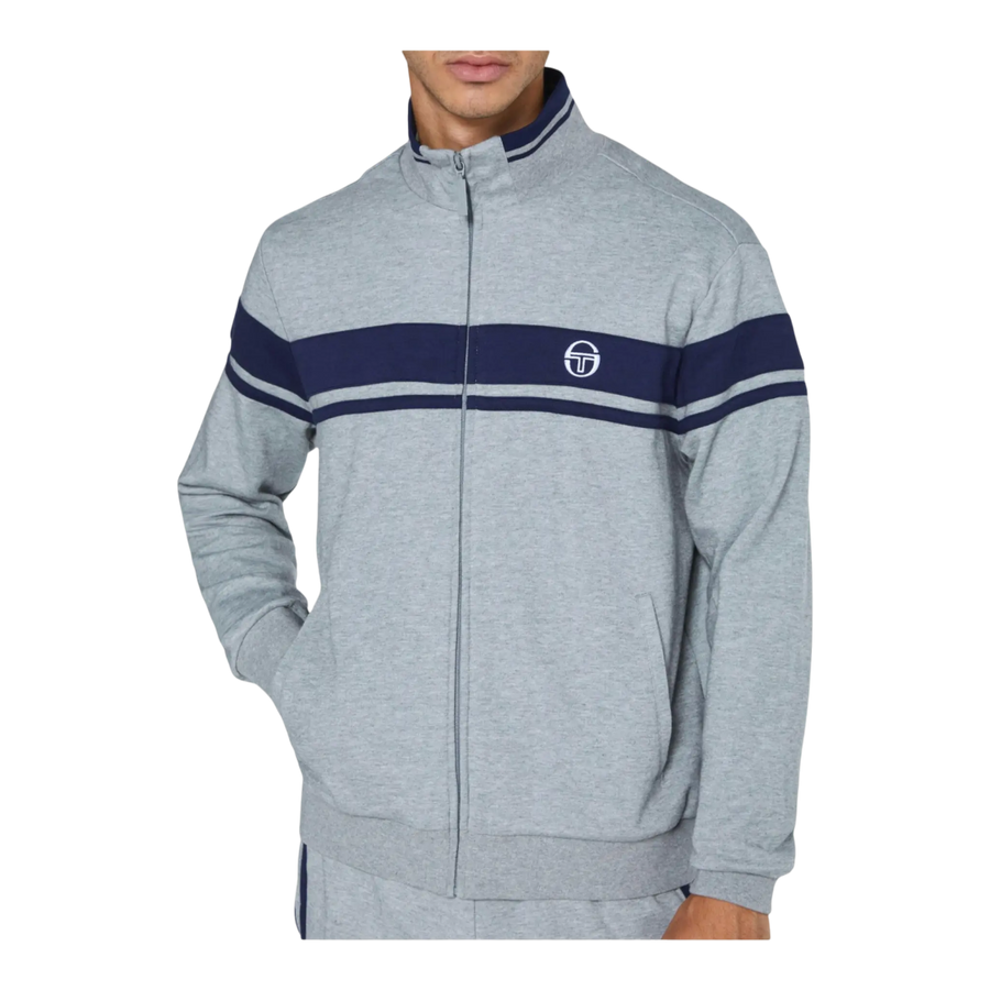 Sergio Tacchini Damarindo Mixed Media Archivio Men Track Jacket Quite Grey