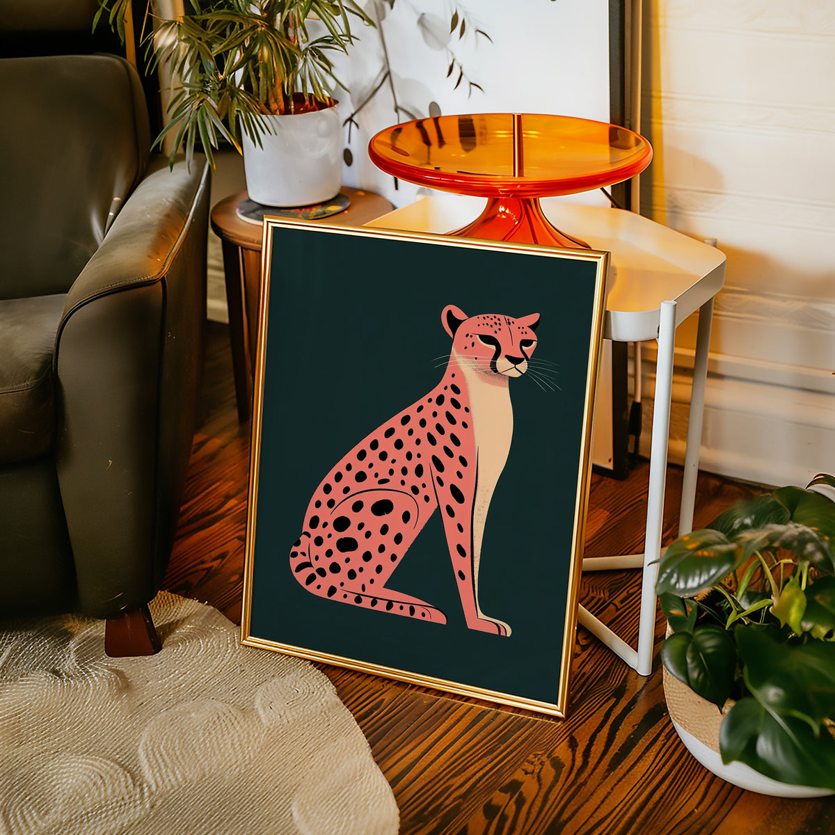 WONDERWALL 'L’Atelier Fun Collection' Pop Art Cheetah in Coral