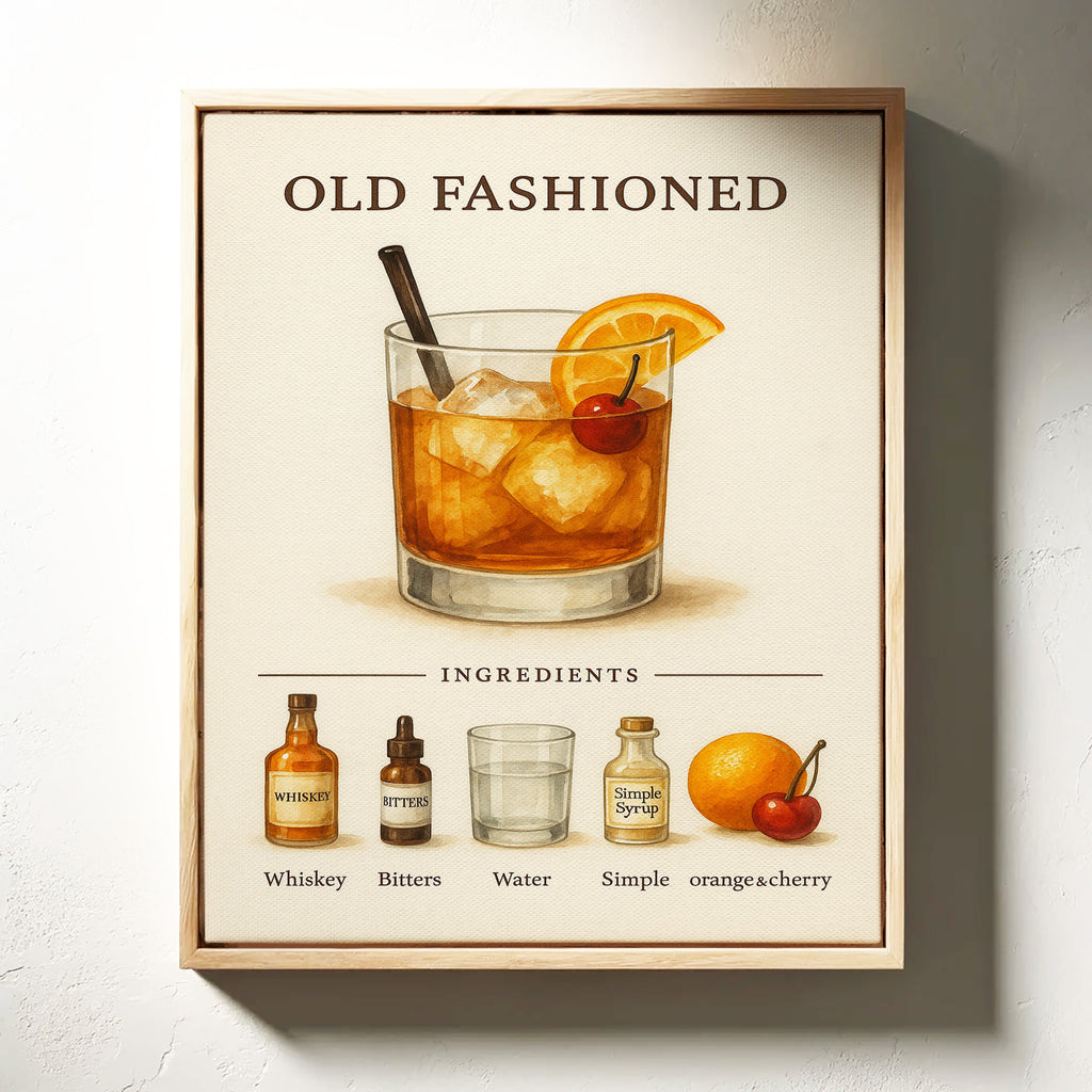 WONDERWALL 'L’Atelier Fun Collection' Old Fashioned Cocktail Recipe Art Print