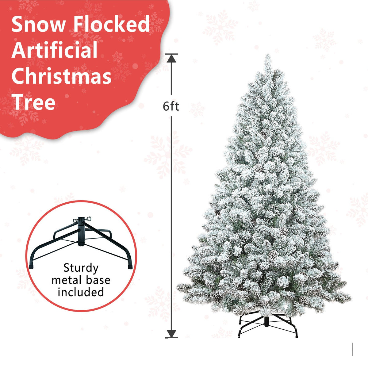 WONDERWALL ‘Noël DuBois’ 5 ft Flocked Artificial Christmas Tree – Green / White