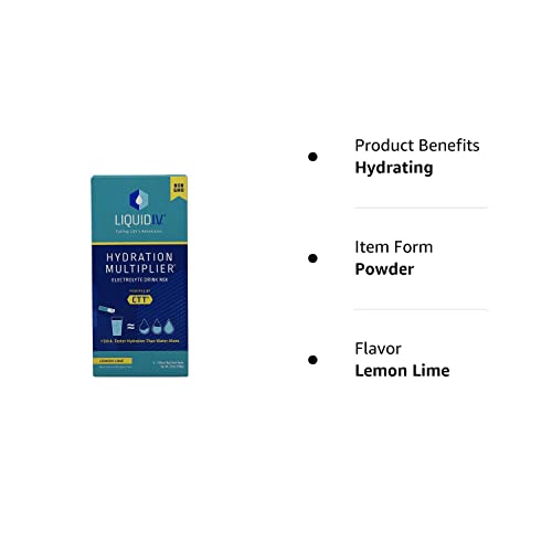 Liquid I.V. Hydration Multiplier - Lemon Lime - Powder Packets | Electrolyte Drink Mix | Easy Open Single - Serving | Non - GMO | 16 Stick