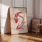 WONDERWALL ‘L’Atelier Fun Collection’ Koi Fish Wall Art – Minimalist Japanese Ink Print, Zen Decor