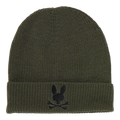 Psycho Bunny Allen Merino Wool Knit Cuff Women Beanie Dark Olive